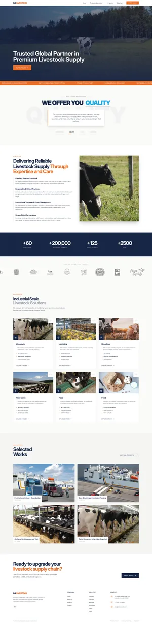 Livestock website mockup